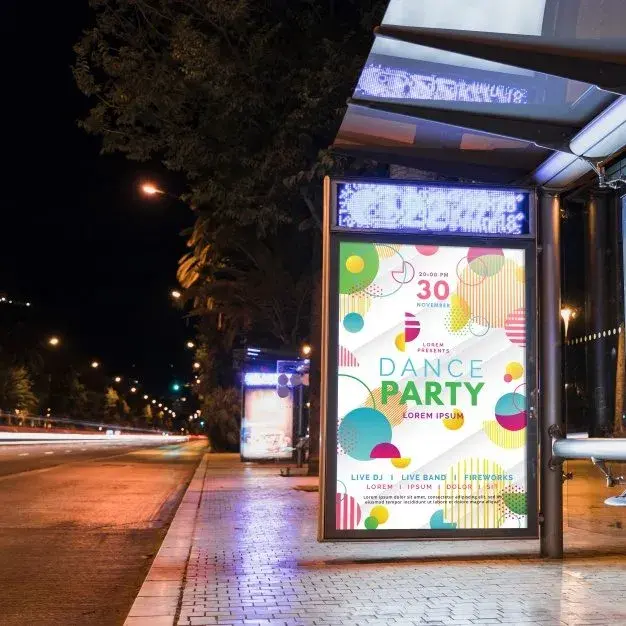 Bus stop billboard mockup city n