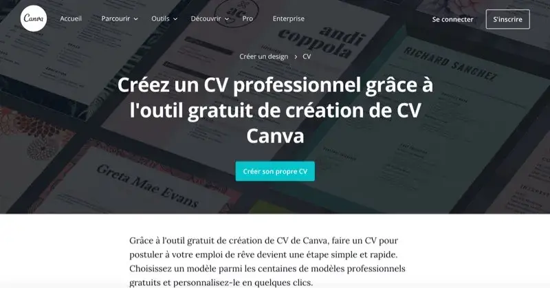 Outil CV en ligne Canva