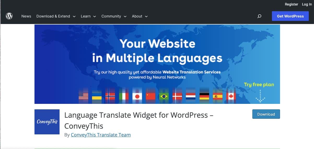Plugin wordpress multilingue ConveyThis