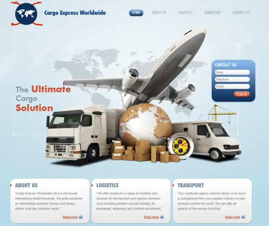 Cargo express worldwide landing page