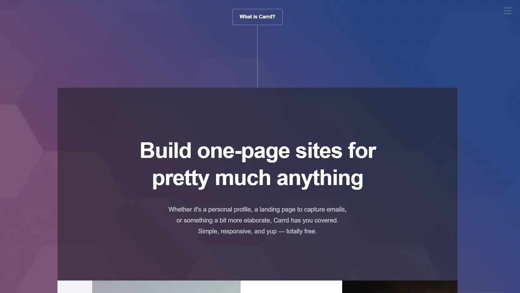 Carrd simple free fully responsive one page sites for pretty much anything