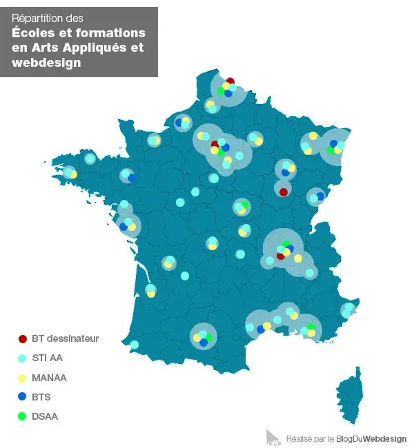 Carte de france formation webdesigner