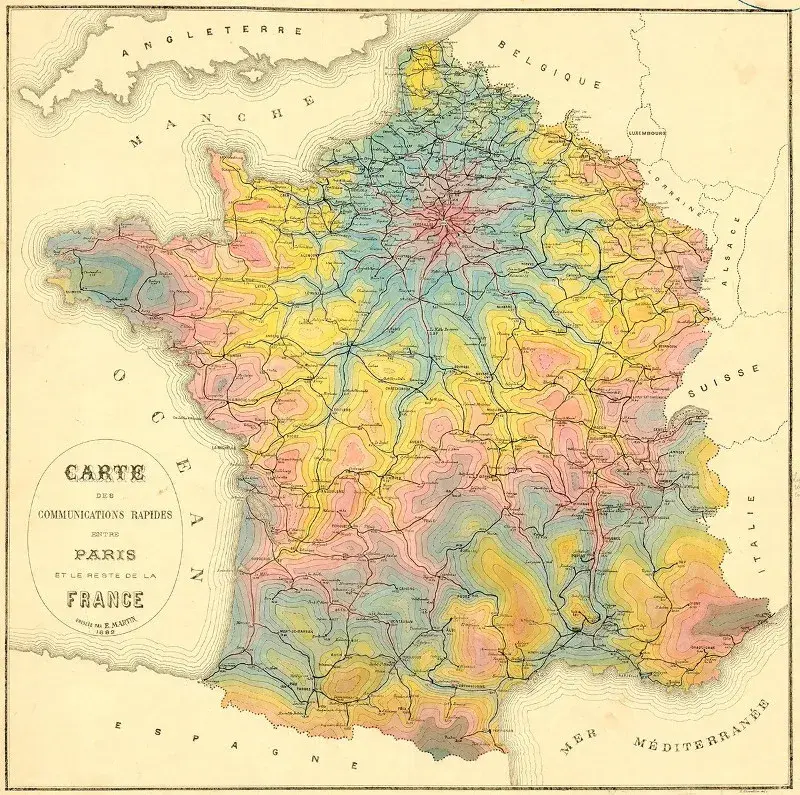 Carte isochrone france