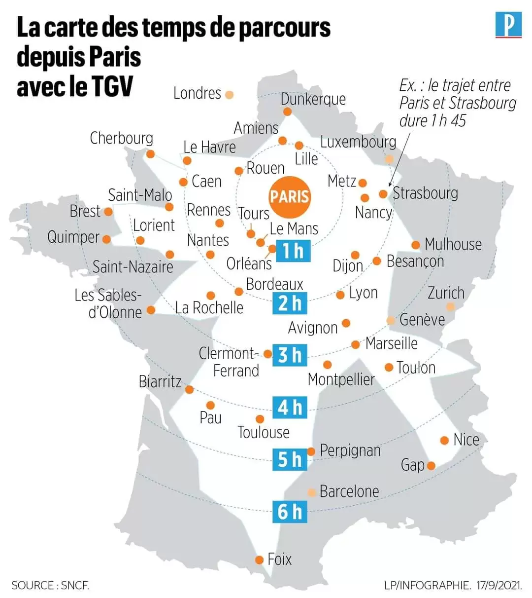 Carte isochrone paris tgv