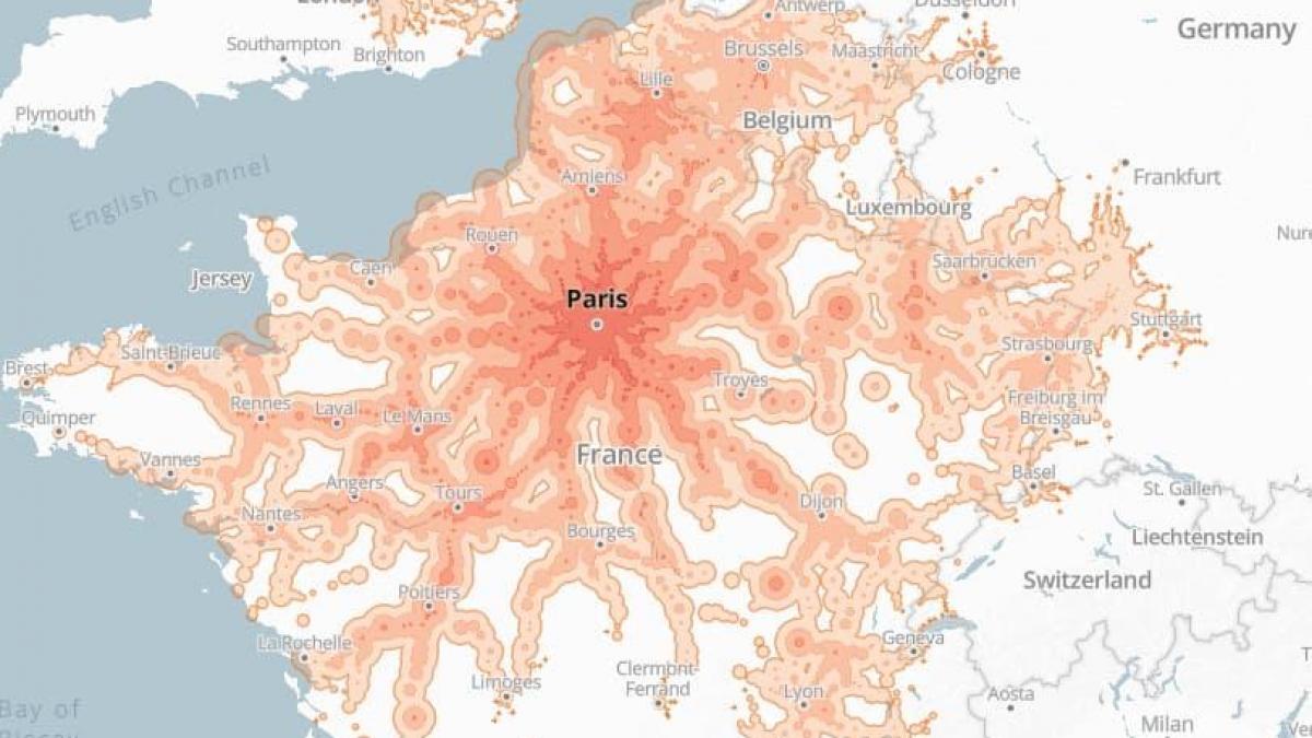 Découvrez les cartes isochrones ou cartes temporelles