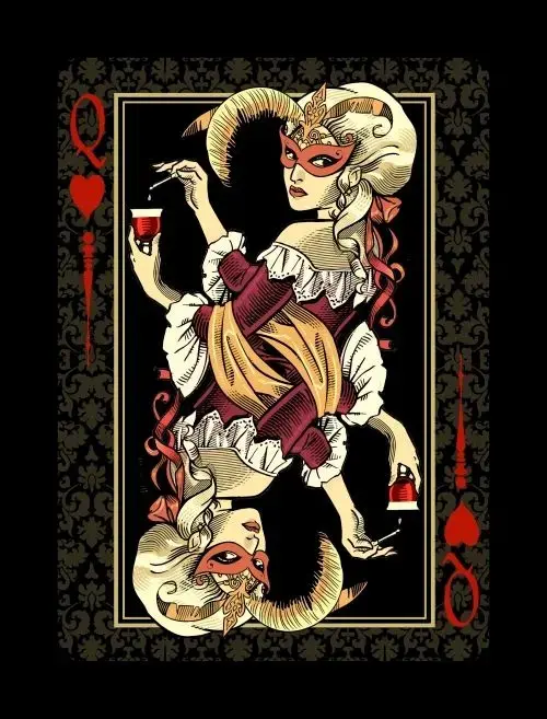 Venexiana Dark Playing Cards – Queen of Hearts