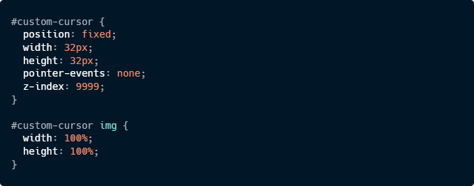 Code custom cursor js css