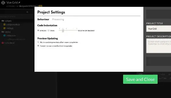 Configuration d un projet codepen