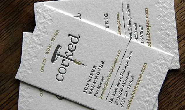 Corked letterpress business card