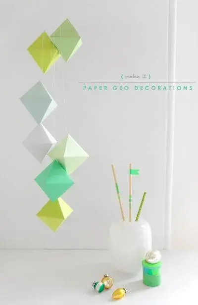 Geo paper christmas decorations printable template