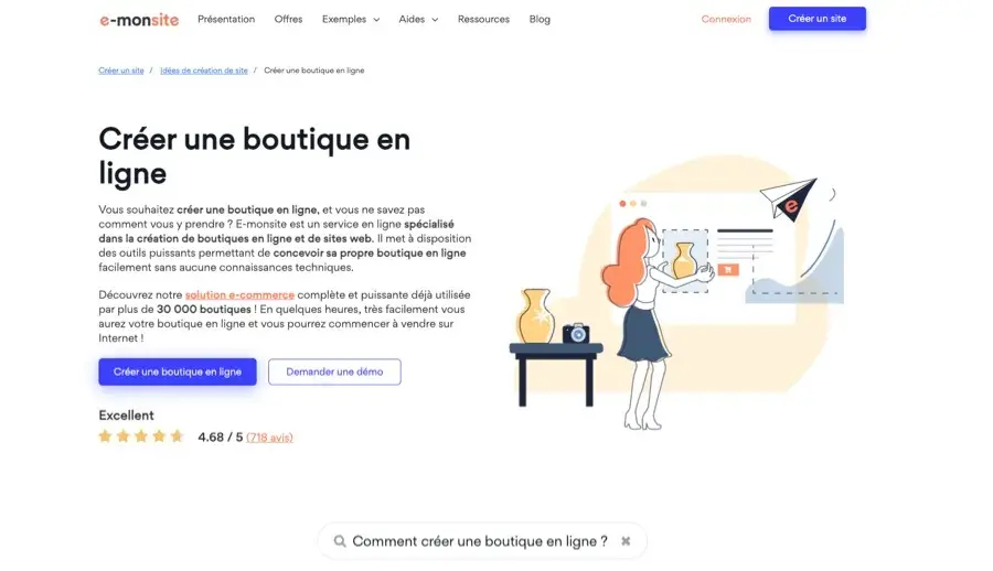 Créer un site e commerce avec e-monsite