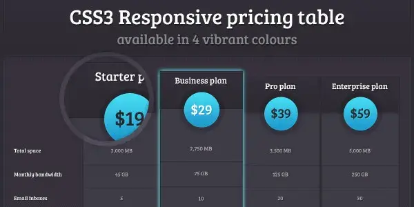 Css3 responsive pricing table