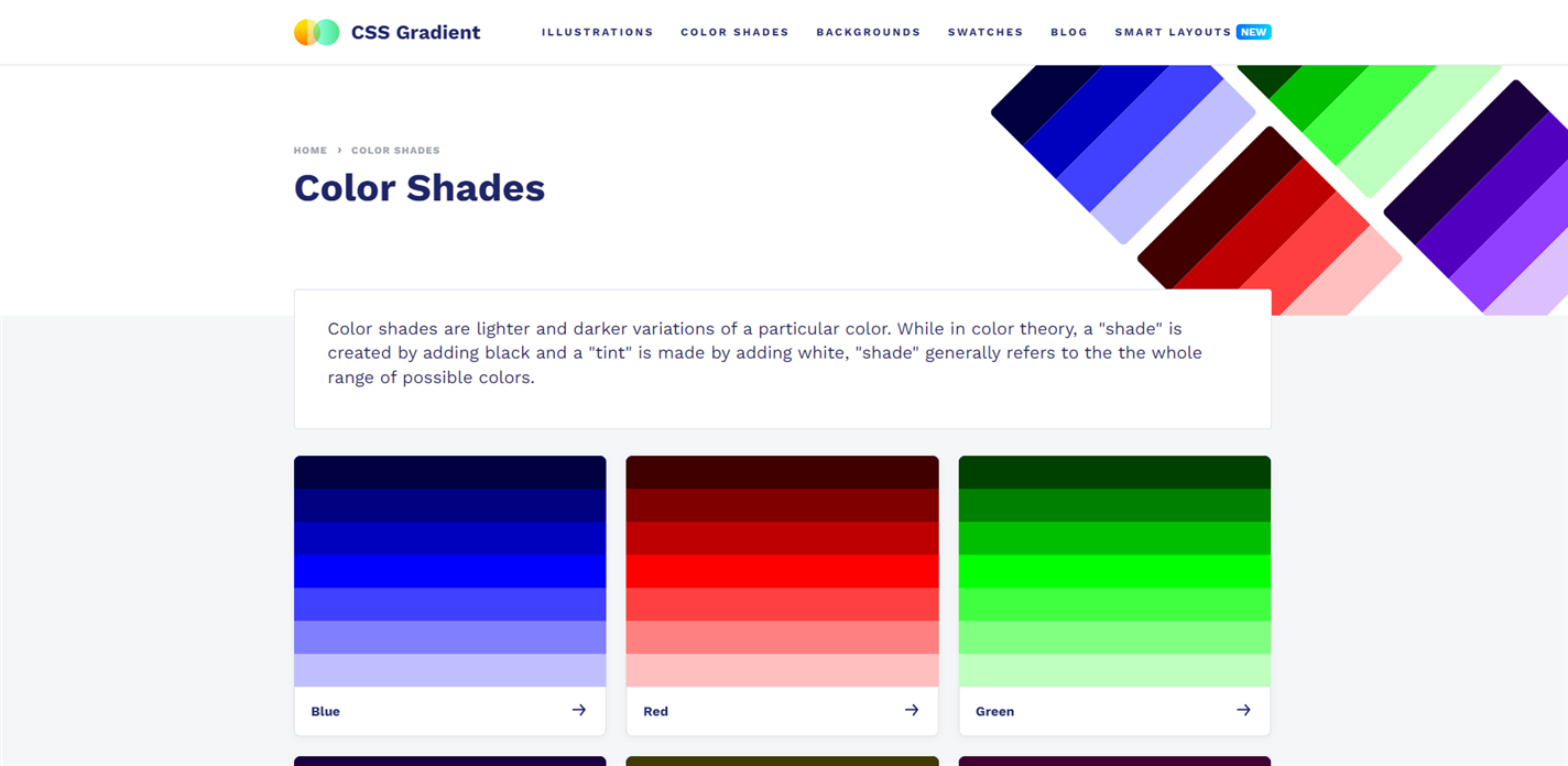 Css gradient colors shades