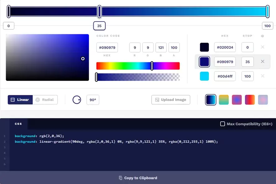 Css gradient interface