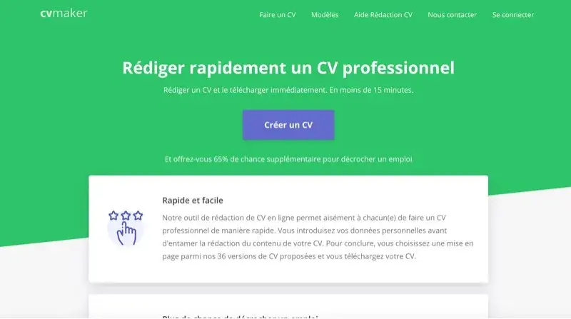 Outil CV en ligne Cvmaker