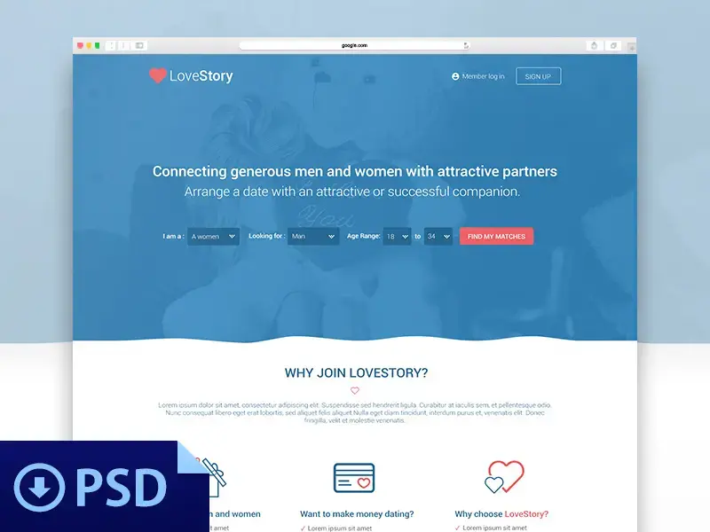 Dating website theme - free psd par plamen ivanov