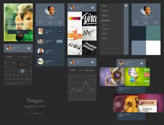 Designer Portfolio App Ui Kit (Psd)