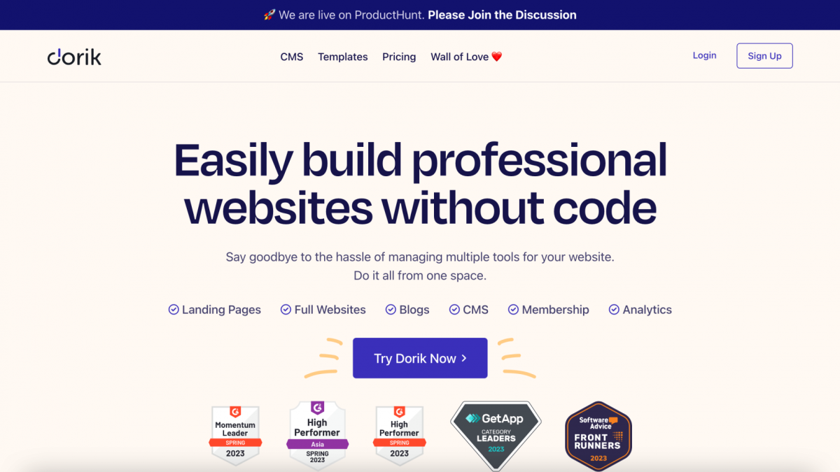 Outils landing page