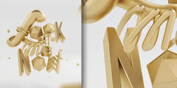 Tutoriel Effet realiste lettres 3d doree