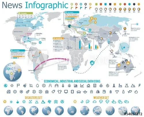 Elements for the news infographic with map