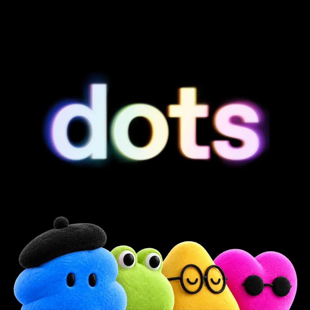 Visuel de lancement des dots d’OpenAI : quatre personnages colorés sous le mot dots
