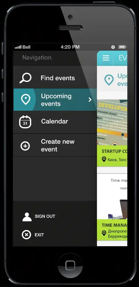 Event finder app for iphone