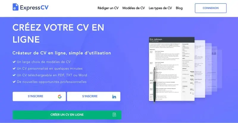 Outil CV en ligne Expresscv