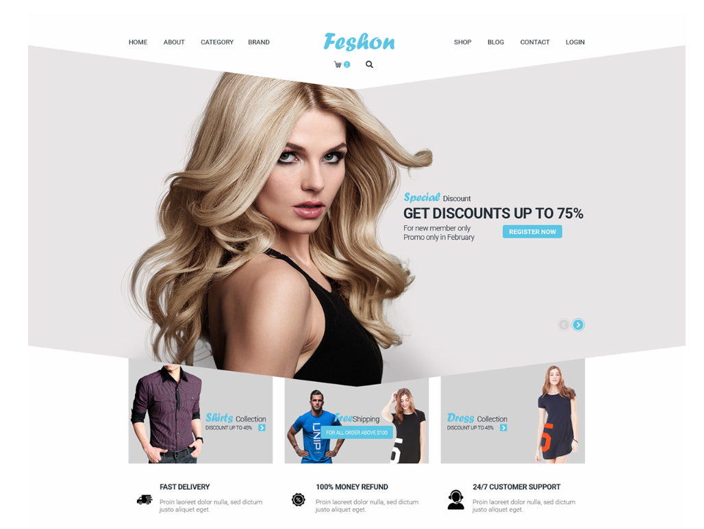 Feshon ecommerce psd template free on behance