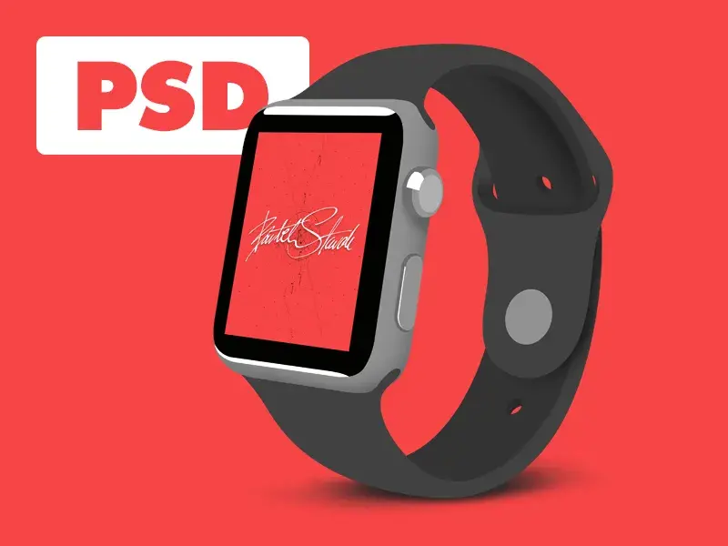 Flat apple watch sport free psd