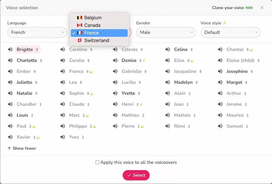 Fliki choix de voix francophone blog du webdesign