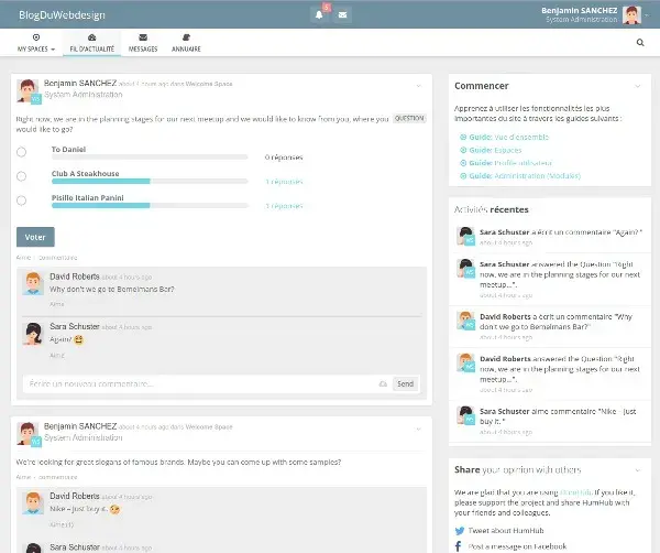 Créer réseau social Mon flux sur humhub