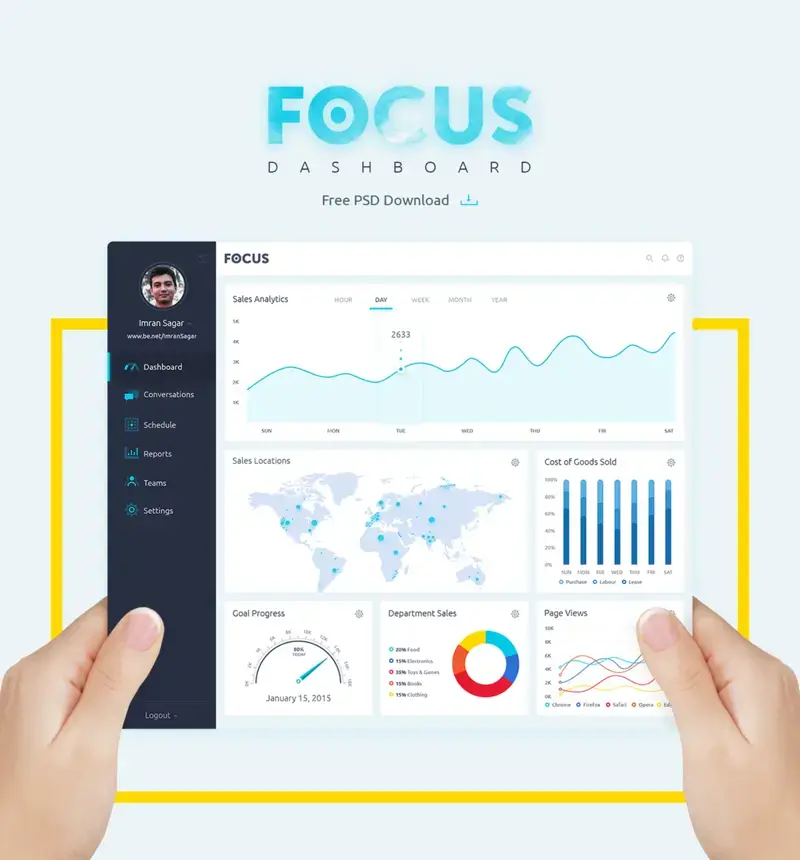 Focus dashboard free psd download