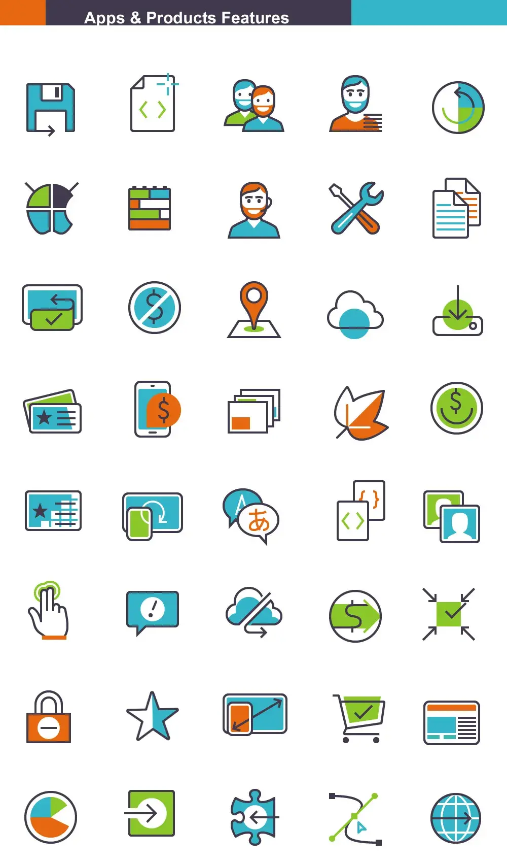 Free apps products vector icons