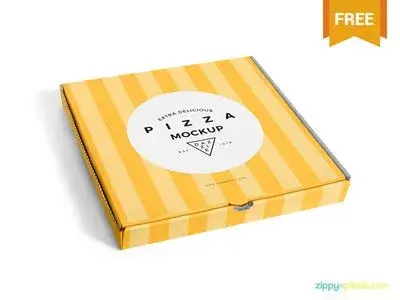 Free delicious pizza box mockup