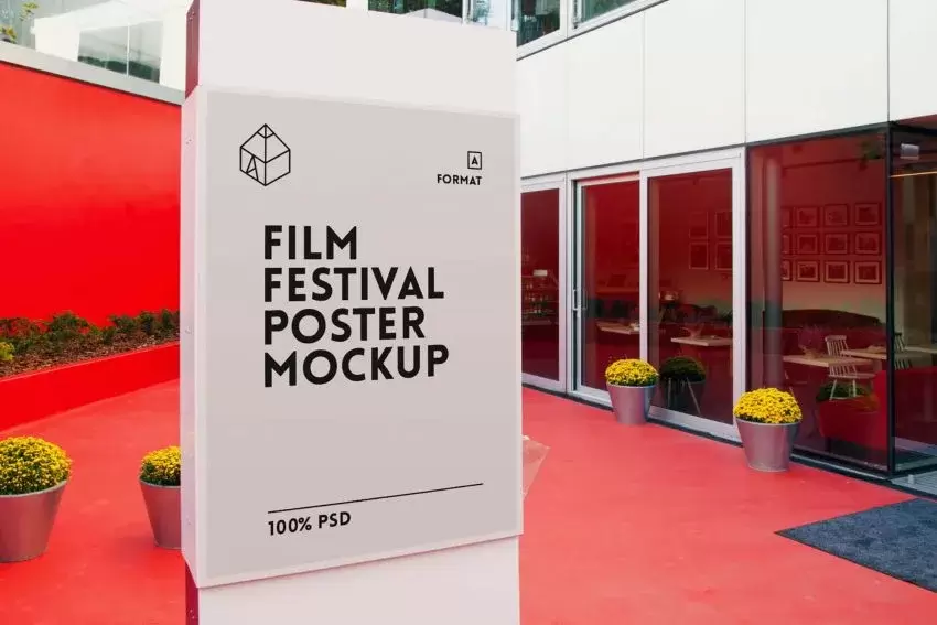Free film festival poster mockup