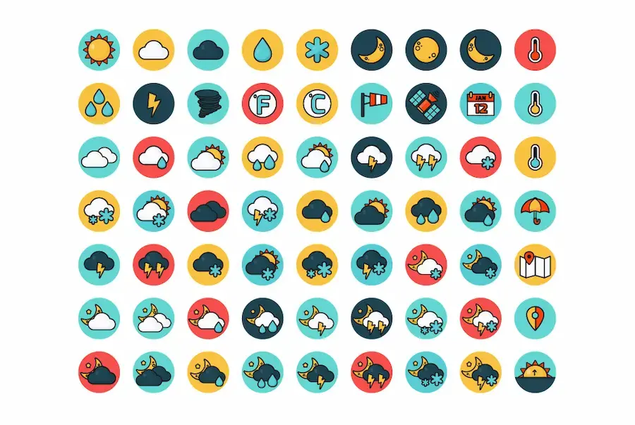 Free flat vector weather icons