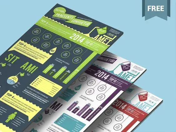 Free infographics psd template in aqua theme