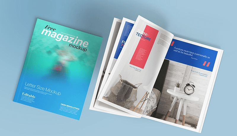 Free letter size magazine mockup