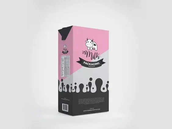 Free milk box packaging mockup