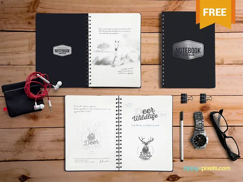 Free notebook mockup psd