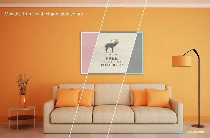 Free poster frame psd mockup cus