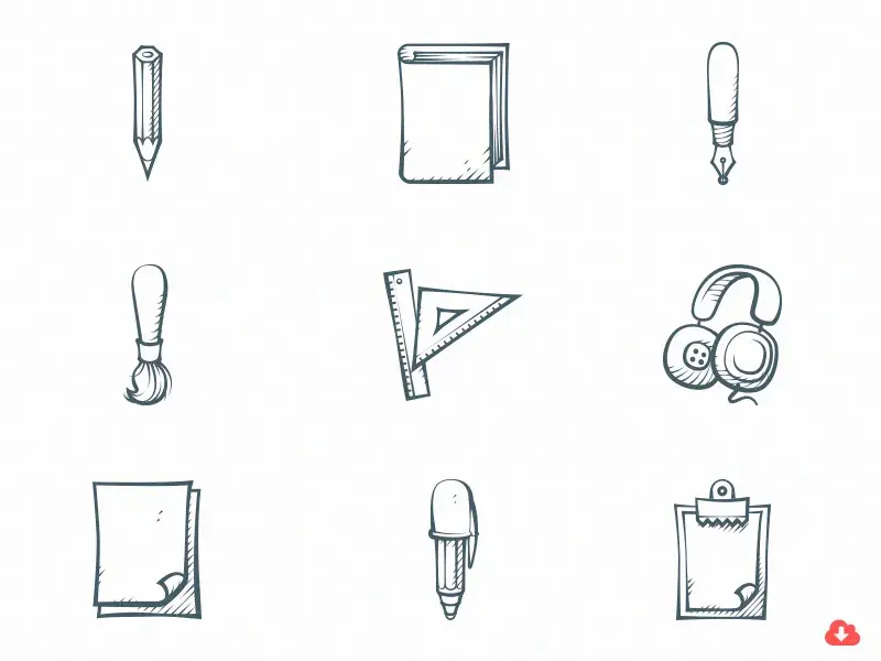 Free set of 9 handdrawn icons