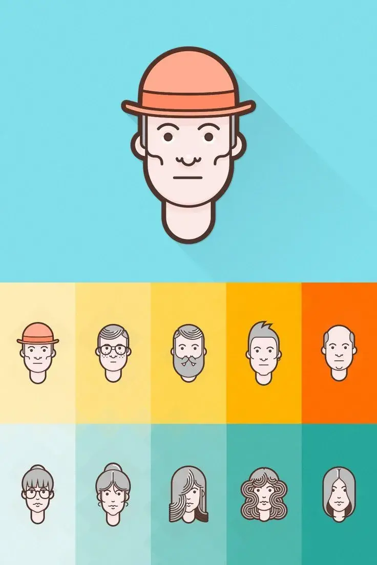 Free set of material design flat avatars par oxygenna