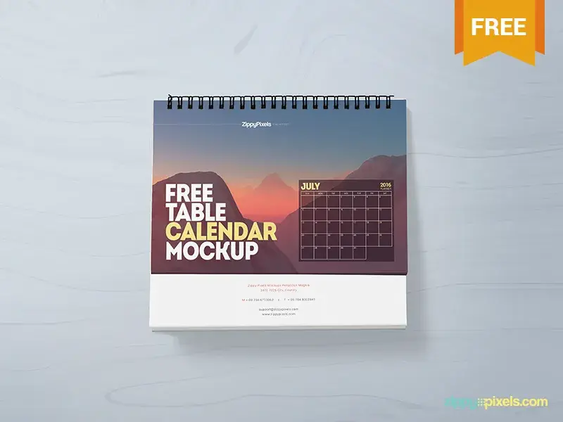 Free table calendar mockup