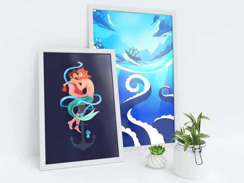 Free wall poster frame free mock