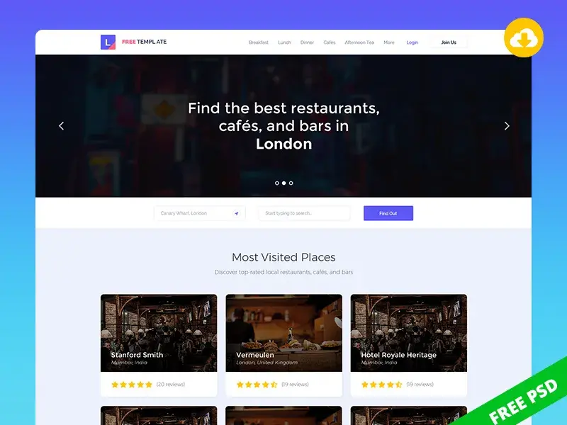 Free website template psd par Ravindra Kathe