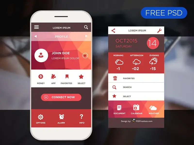 Freebie mobile application interface design psd