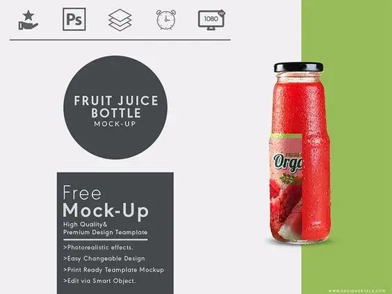 Fruit juice bottle mock up free psd template