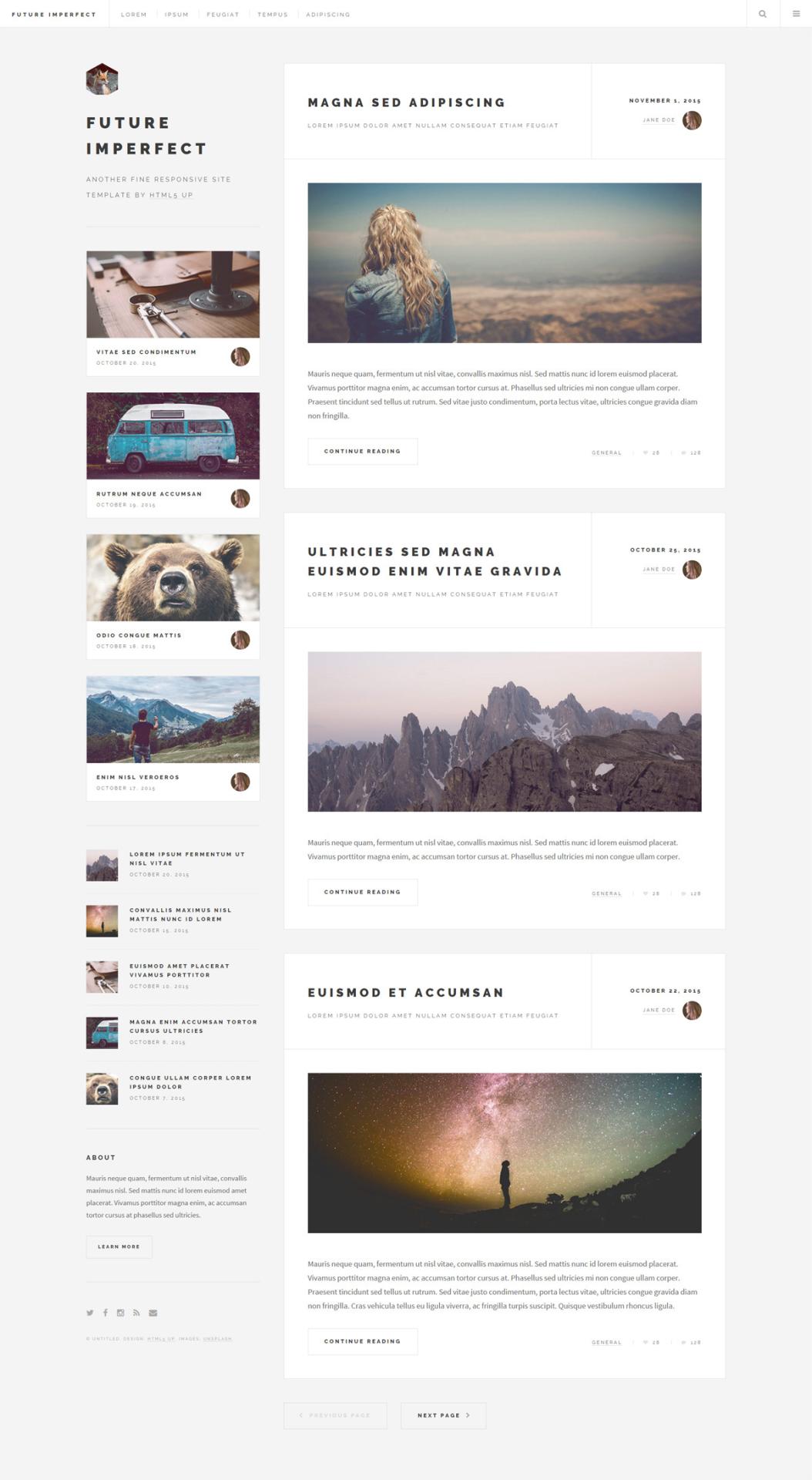 Future imperfect Template HTML blog voyage