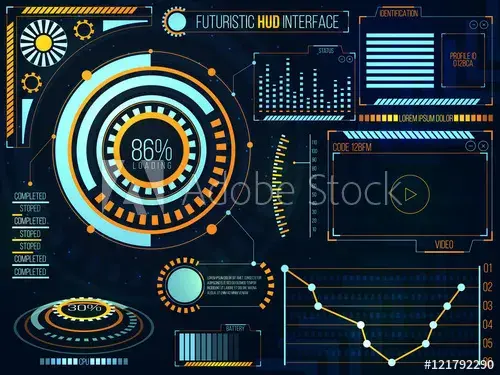 Futuristic HUD interface or infographic elements